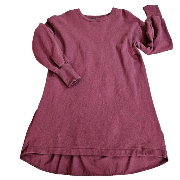 Zara Sweater Dress Womens M Burgundy LS Strech Pleated Back Short Preppy - Picture 13 of 16